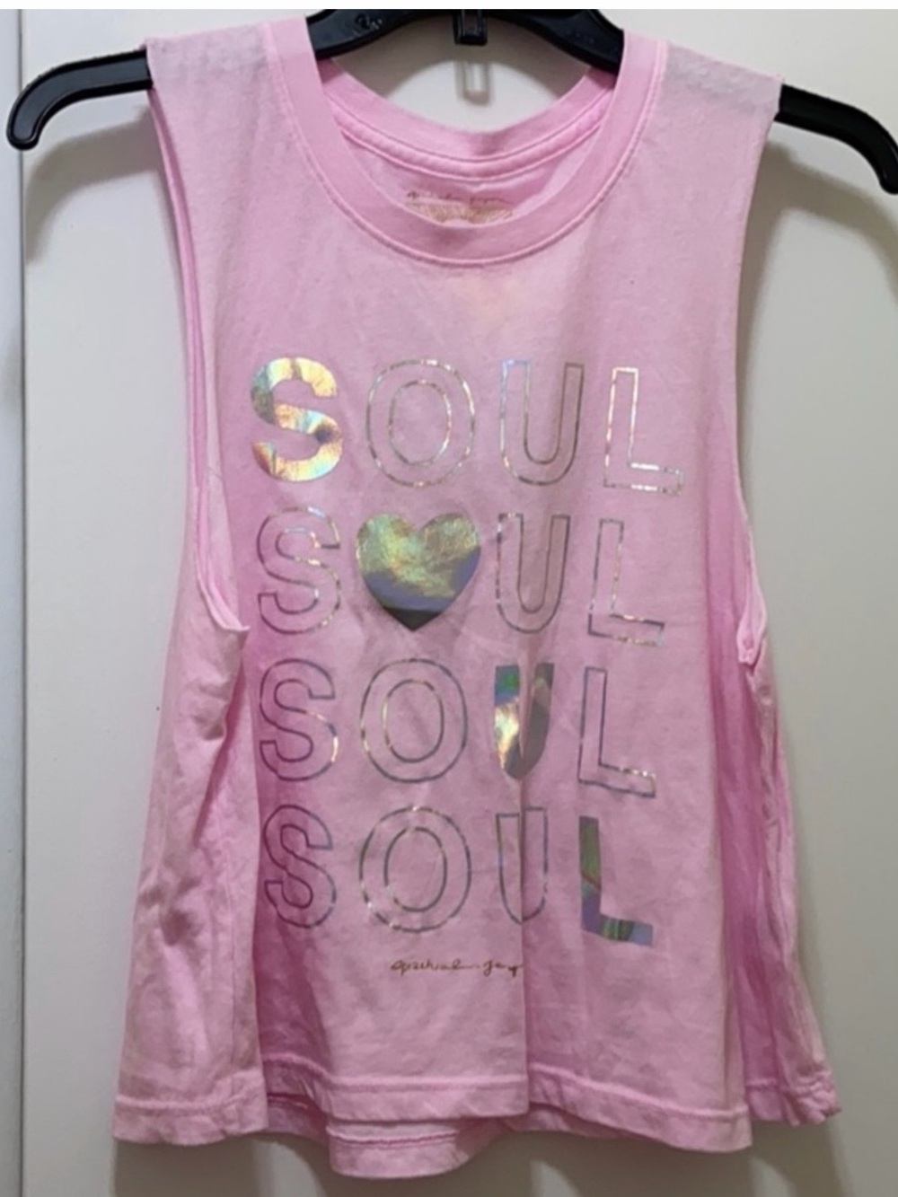 Spiritual Gangster Pink Holographic 'SOUL' Graphic Tank